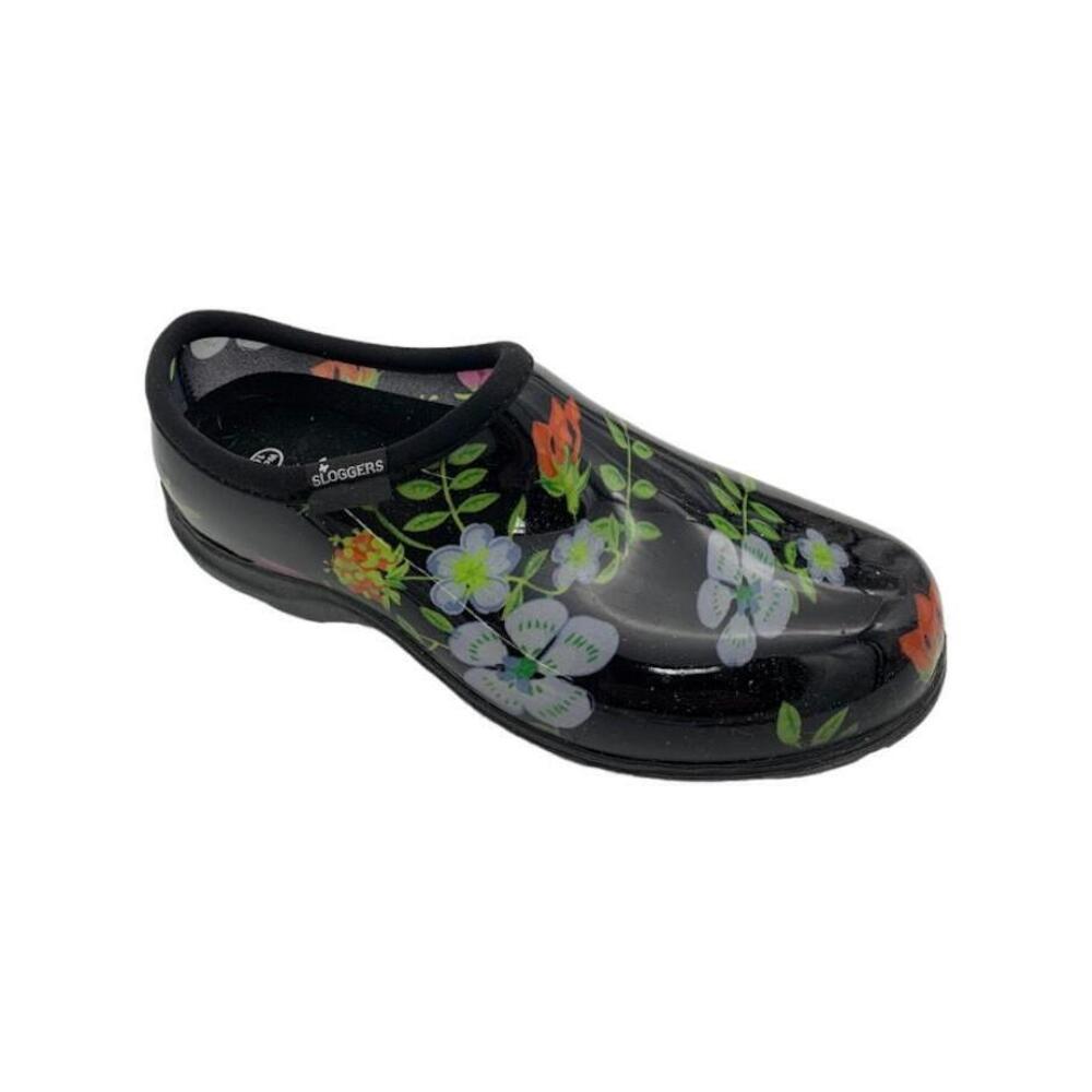Sloggers Waterproof Flower Garden Shoes Meadow Black - Medium